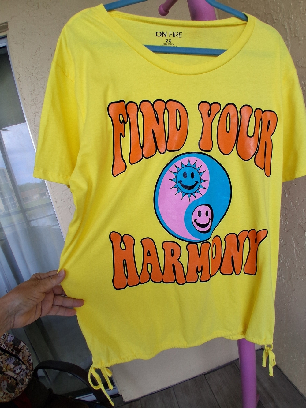 Fun "Find Your Harmony" Yellow Graphic Tee